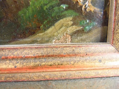 Gebirgslandschaft mit Gehöft am Wildbach, um 1910