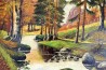 Deutscher Wald mit Fluss, R. Prell, 1910