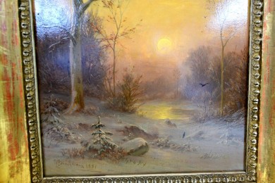 Nächtlicher Winterwald am See bei Vollmond, Hermann Brinckmann 1881
