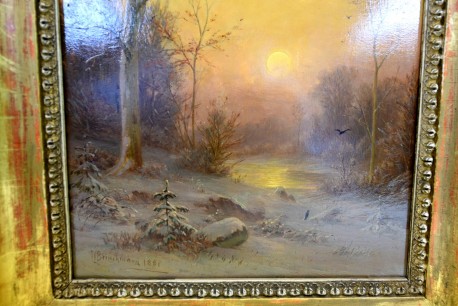 Nächtlicher Winterwald am See bei Vollmond, Hermann Brinckmann 1881