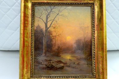 Nächtlicher Winterwald am See bei Vollmond, Hermann Brinckmann 1881