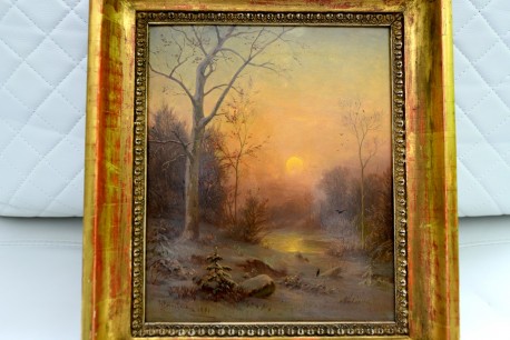 Nächtlicher Winterwald am See bei Vollmond, Hermann Brinckmann 1881
