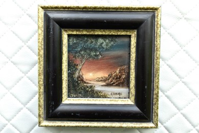 Mystischer Sonnenuntergang Schlucht mit knorrigem Baum, H. Hauke, 1903