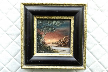 Mystischer Sonnenuntergang Schlucht mit knorrigem Baum, H. Hauke, 1903