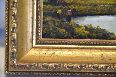 Märkische Heidelandschaft mit Weiher bei Sonnenuntergang im Herbst, Klier, 1896