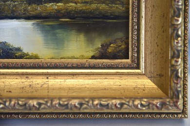 Märkische Heidelandschaft mit Weiher bei Sonnenuntergang im Herbst, Klier, 1896