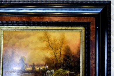 Romantische Landschaft mit See Pferdefuhrwerk, H. G. Clemens, 1886