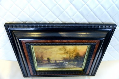 Romantische Landschaft mit See Pferdefuhrwerk, H. G. Clemens, 1886