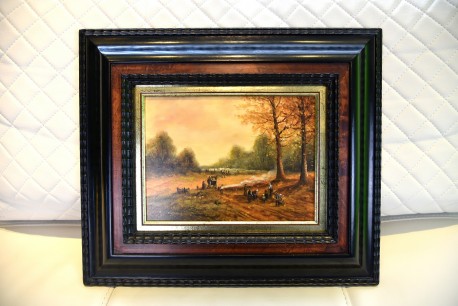 Bewaldete Herbstlandschaft mit Reisig Sammlern, H. G. Clemens, 1886