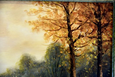 Bewaldete Herbstlandschaft mit Reisig Sammlern, H. G. Clemens, 1886