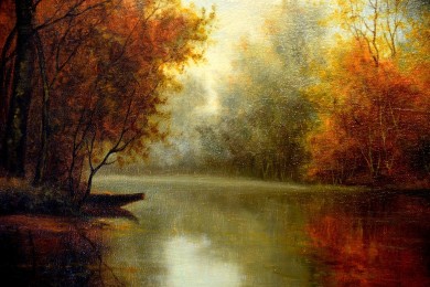 Idyllischer Herbstwald, Erich Langer, 1961