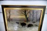 Ölgemälde - Wildschweine im Winterwald, C. Lange, Df, 1901
