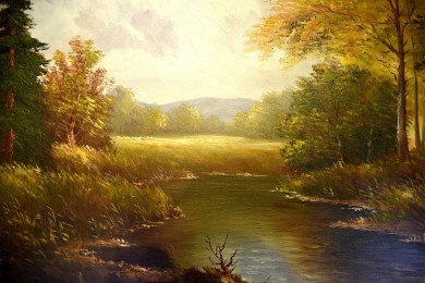 Romantischer Flusslauf im Herbstwald, Gotthardt, 1961