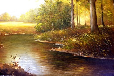 Romantischer Flusslauf im Herbstwald, Gotthardt, 1961