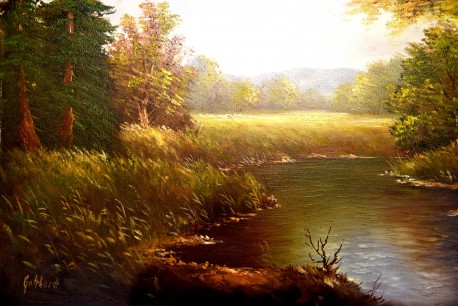 Romantischer Flusslauf im Herbstwald, Gotthardt, 1961 Romantischer Flusslauf im Herbstwald, Gotthardt, 1961