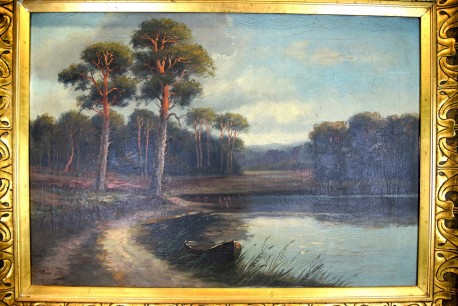 Märkische Seenlandschaft mit Kiefern, F. Fritze, 1918