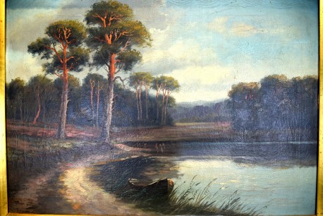 Märkische Seenlandschaft mit Kiefern, F. Fritze, 1918