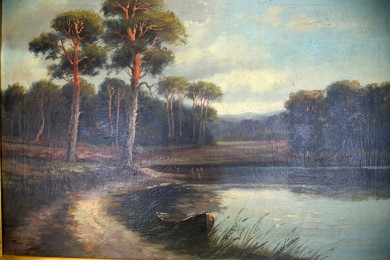 Märkische Seenlandschaft mit Kiefern, F. Fritze, 1918