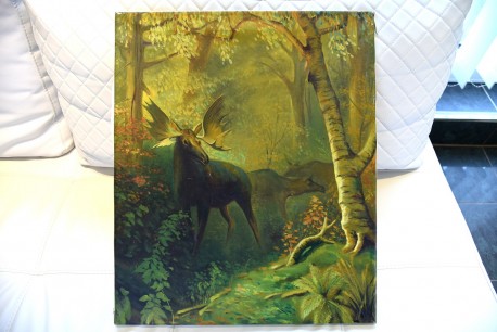 Hirsch im Laubwald, Impressionist, Stornitzky, 1931