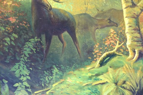 Hirsch im Laubwald, Impressionist, Stornitzky, 1931