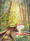 Fliegenpilze im Wald, Evelin Oelschlägel, 2017