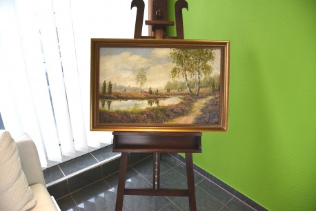 Weg mit Blumen am Fluss durch die Märkische Heide, signiert, 1923