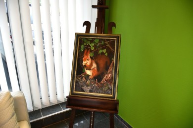 Eichhörnchen zwischen den Baumästen, Gundula Oppermann, 1989