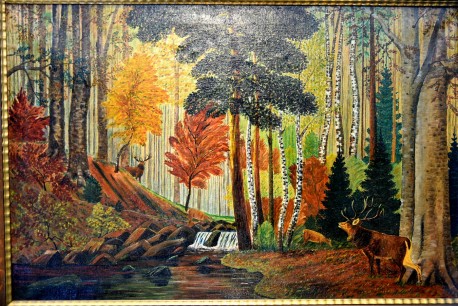 Wald mit Hirsch am Fluss, Impressionist, Stornitzky, 1931