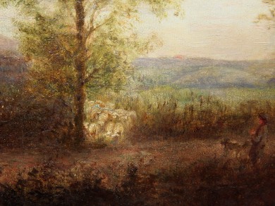 Schäfer in der Taunus-Landschaft, Johann Jakob Matthäus Maurer, 1866
