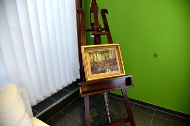 Surreale Waldlandschaft mit Bachlauf, E. Runefjord, 1948