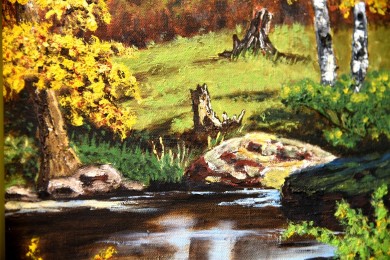 Waldsee Idylle, Impressionist, A. Widerberg, 1948