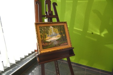 Surreale Waldlandschaft mit Fluss, A. Widerberg, 1950