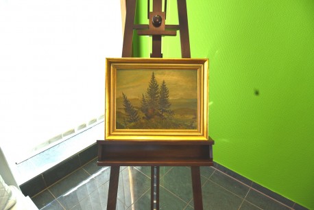 Tannen am Berggipfel im Nebel, R. Frengen, 1896