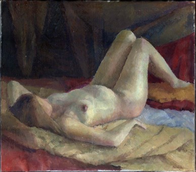 Akt im Hinterzimmer, signiert, 1950