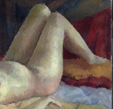 Akt im Hinterzimmer, signiert, 1950