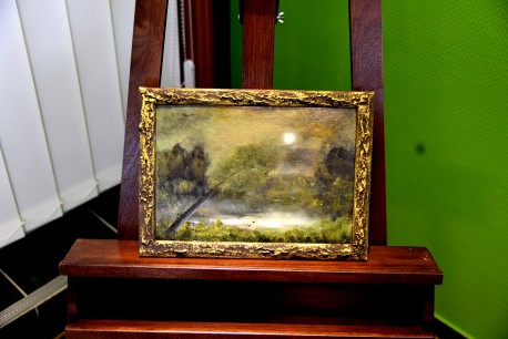 Märkische Seelandschaft im Mondschein, Ölgemälde, signiert, 1985