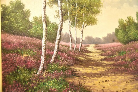Von Birken gesäumter Weg in der Märkischen Heide, Monogrammist Bas, 1948