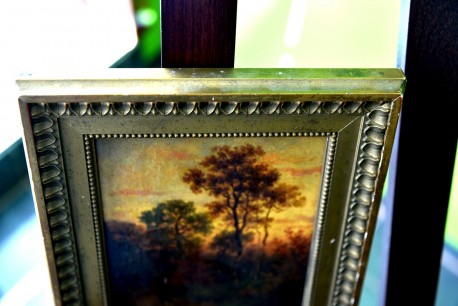 Antikes Jagdmotiv: Jäger mit Hund am Teich, Johann Jakob Matthäus Maurer, 1869