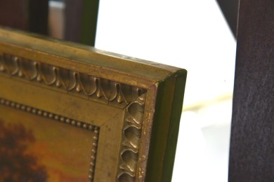 Antikes Jagdmotiv: Jäger mit Hund am Teich, Johann Jakob Matthäus Maurer, 1869