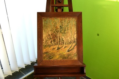 Waldlichtung am Birkenhain, signiert, 1890