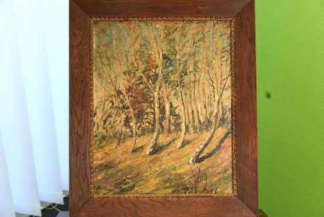 Waldlichtung am Birkenhain, signiert, 1890