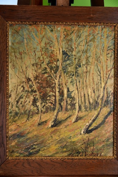 Waldlichtung am Birkenhain, signiert, 1890