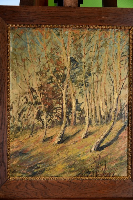 Waldlichtung am Birkenhain, signiert, 1890