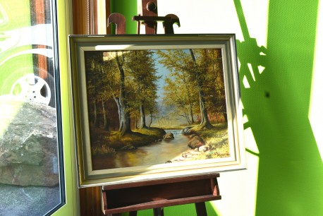 Waldlandschaft mit Bachlauf , H. Weitzel, 1980