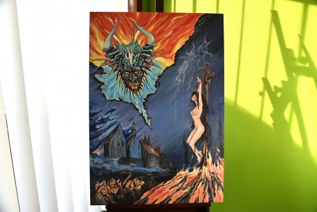 Hexenverbrennung mit Satan, Rolf Meisinger, 2017