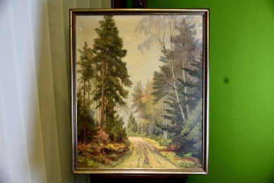 Weg im Wald am Morgen, Ölgemälde, Robert E. SkÅNnstrØm, 1985