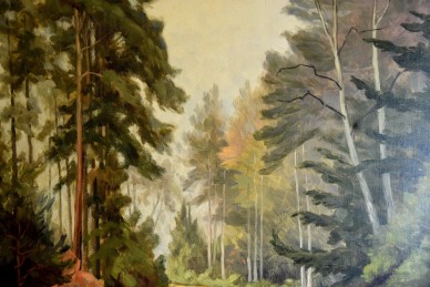 Weg im Wald am Morgen, Ölgemälde, Robert E. SkÅNnstrØm, 1985