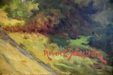 Weg im Wald am Morgen, Ölgemälde, Robert E. SkÅNnstrØm, 1985