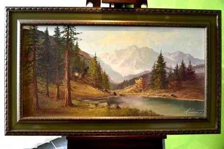 Balzender Auerhahn im Wald am Bergsee, Kumaos, 1939