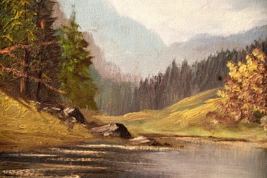 Balzender Auerhahn im Wald am Bergsee, Kumaos, 1939